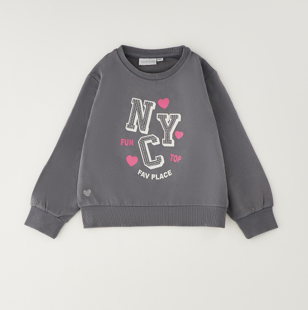 Sarabanda Completo 3 Pezzi Bambina con Felpa, T-shirt e Pantalone Grigio