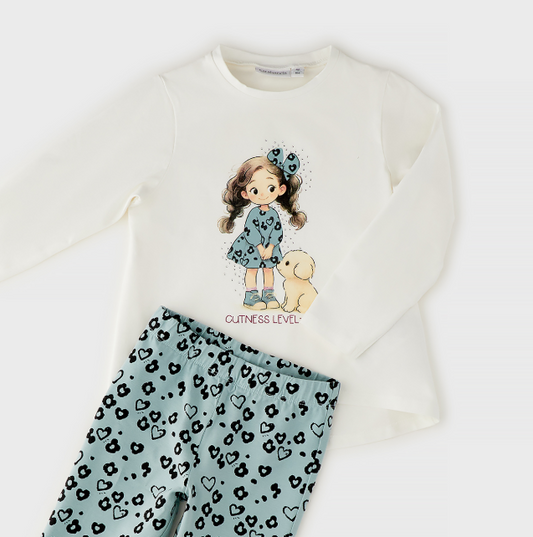 Sarabanda Completo Maglia e Leggings Bambina Off White