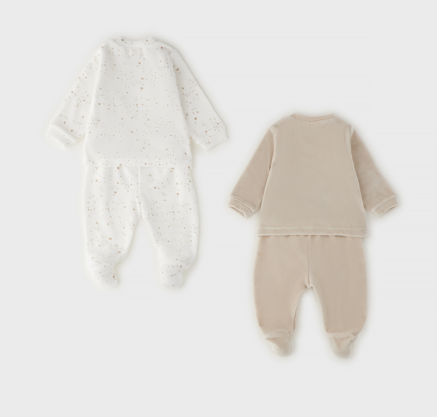 Minibanda Set 2 Tutine Neonato Panna e Beige – Idea Regalo Baby Shower