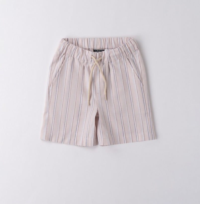 Pantaloncino misto lino con molla e coulisse esterna in vita bambino Sarabanda