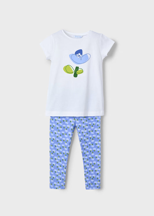 Mayoral - Completo leggings alla caviglia e maglietta stampata bambina