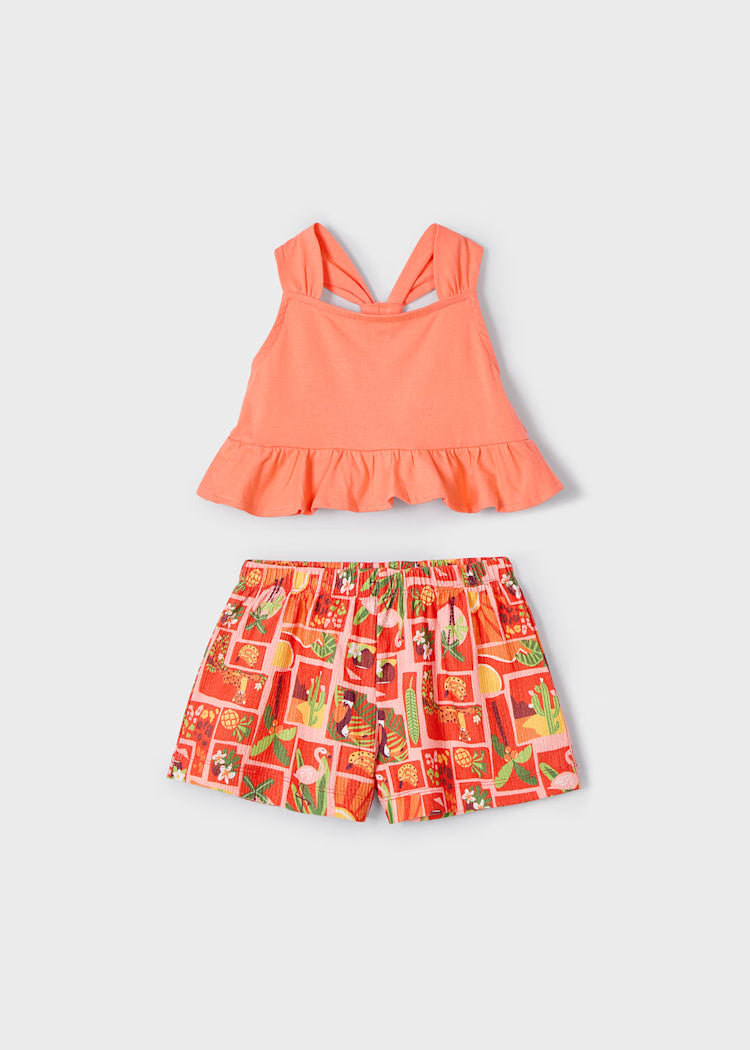 Mayoral - Completo shorts stampato e maglietta bambina