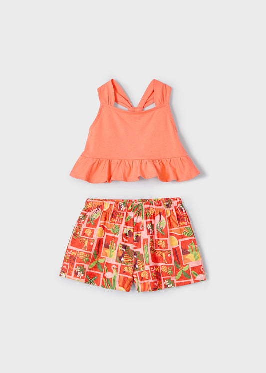 Mayoral - Completo shorts stampato e maglietta bambina