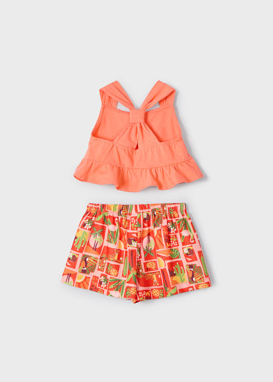 Mayoral - Completo shorts stampato e maglietta bambina
