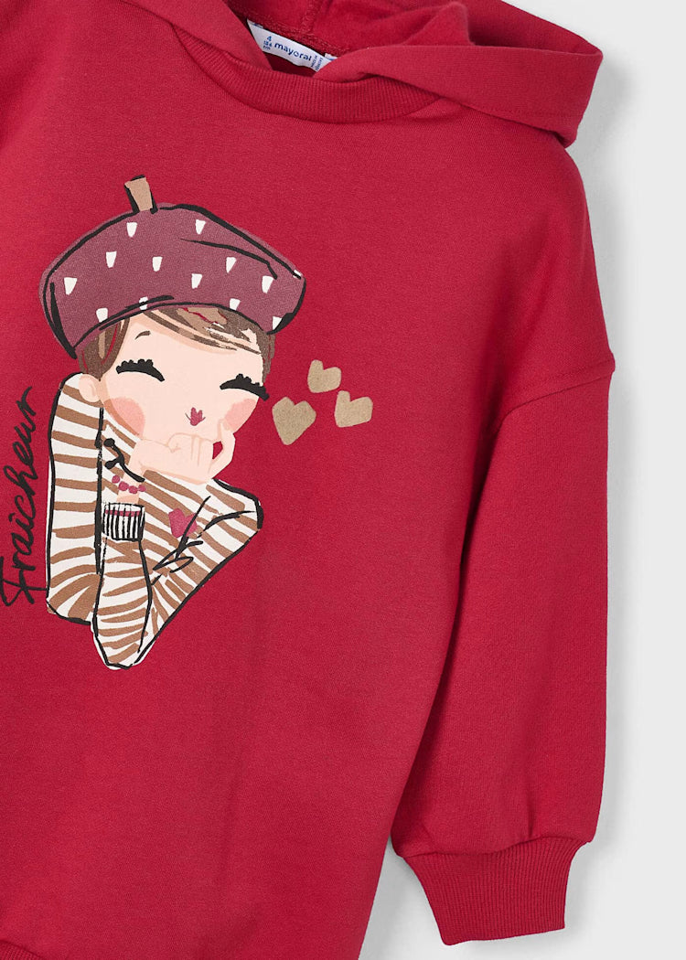 Mayoral - Vestito felpa cappuccio bambina