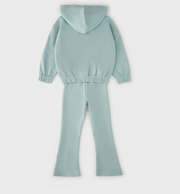 Sarabanda Tuta Bambina Verde Acqua con Cappuccio e Pantalone a Zampa