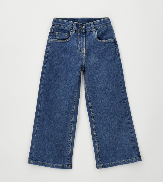 Sarabanda Jeans Bambina Wide Leg in Denim Stretch Blu