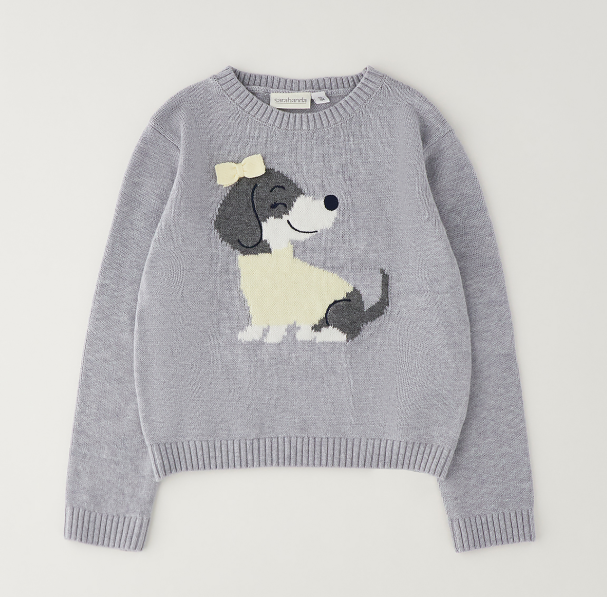 Sarabanda Pullover Bambina Grigio Mélange con Cagnolino