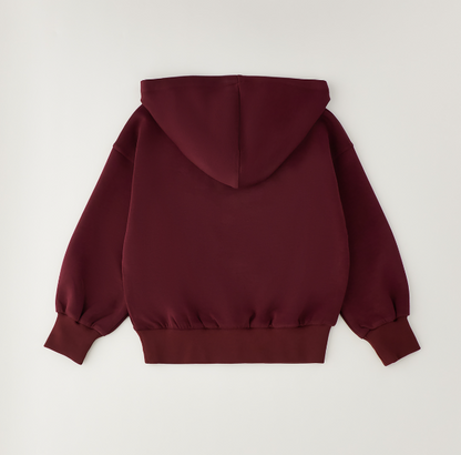 Felpa con cappuccio ragazza Sarabanda burgundy con strass