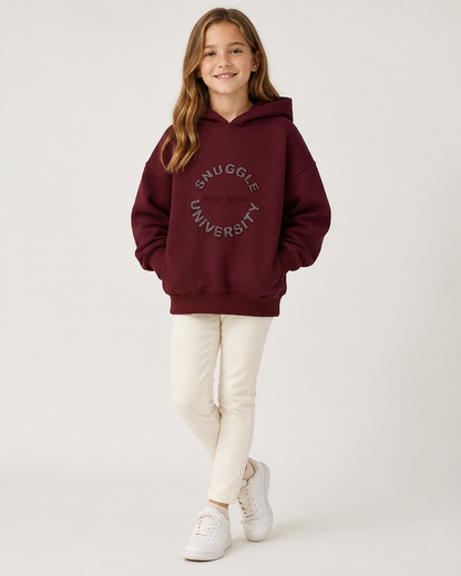 Felpa con cappuccio ragazza Sarabanda burgundy con strass