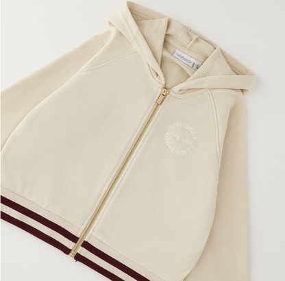 Felpa ragazza Sarabanda full zip ecrù con cappuccio