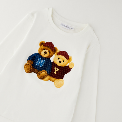 Maglia ragazza Sarabanda panna con orsetti