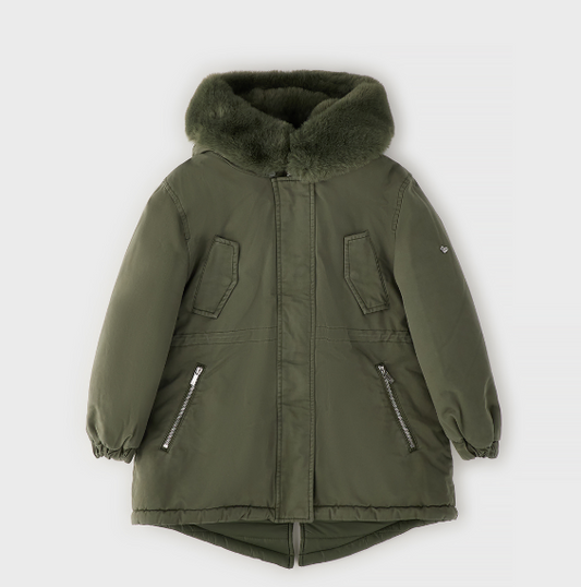Sarabanda Parka Ragazza Verde Militare con Cappuccio