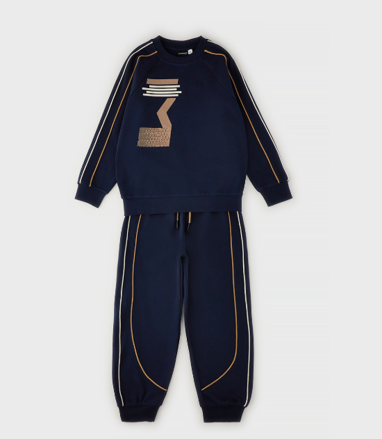 Completo tuta ragazzo Sarabanda in felpa blu navy