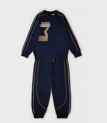 Completo tuta ragazzo Sarabanda in felpa blu navy
