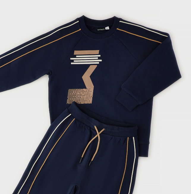 Completo tuta ragazzo Sarabanda in felpa blu navy