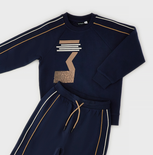 Completo tuta ragazzo Sarabanda in felpa blu navy