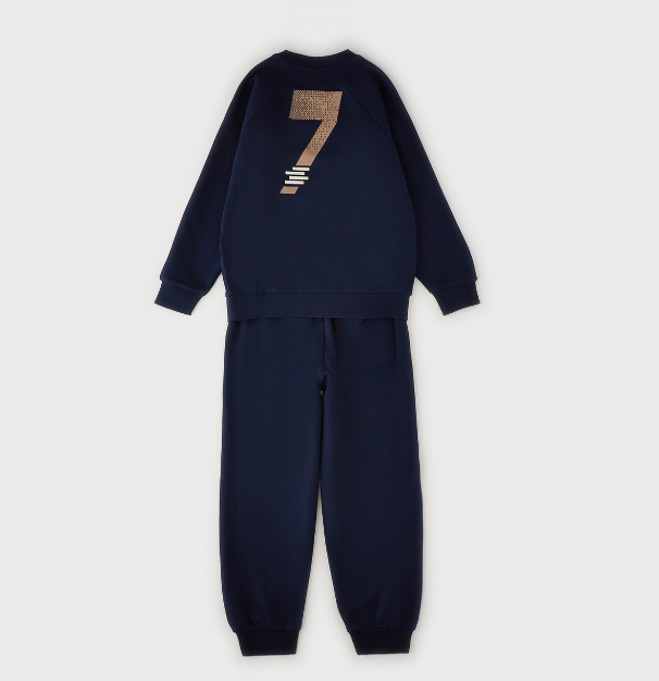 Completo tuta ragazzo Sarabanda in felpa blu navy