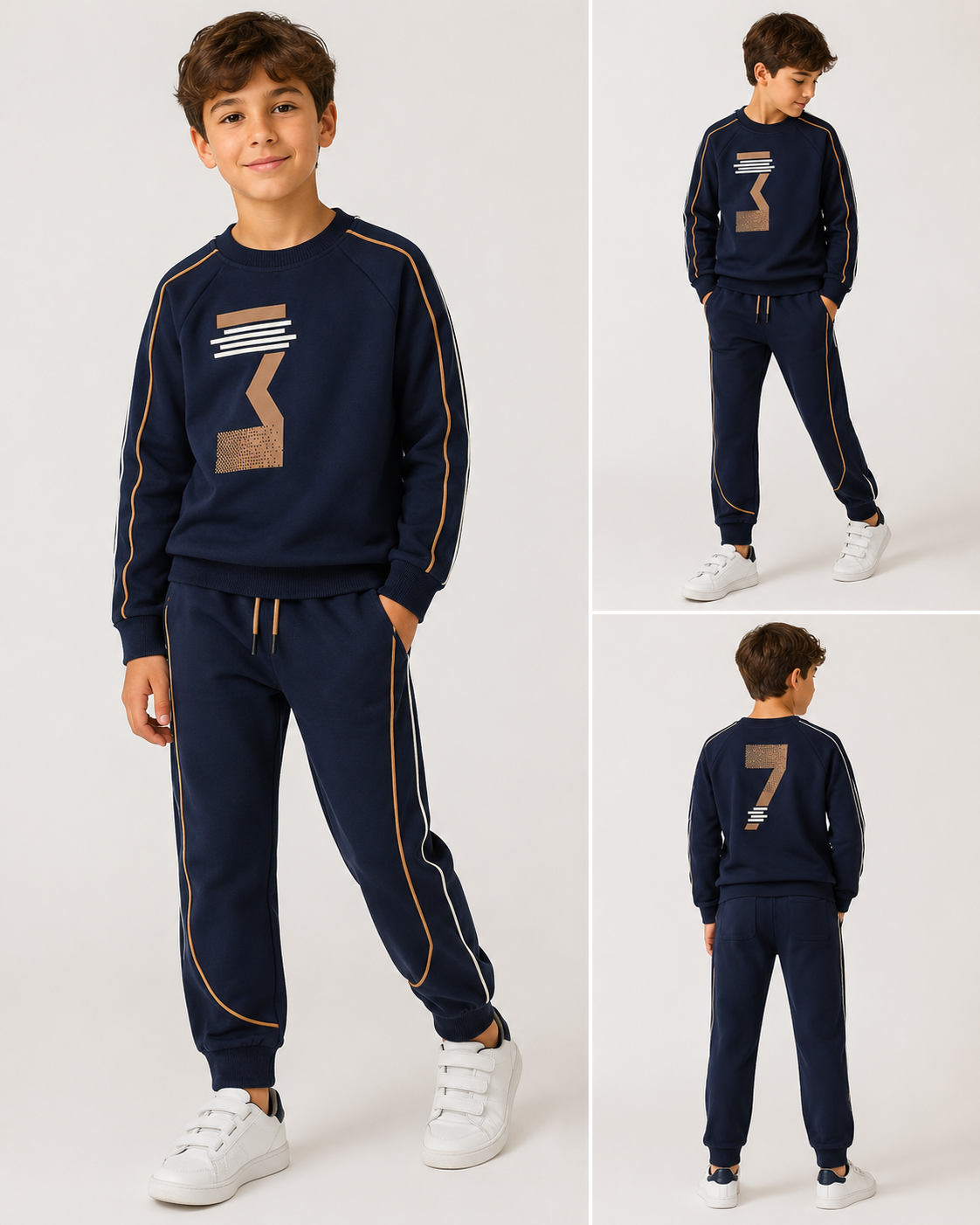 Completo tuta ragazzo Sarabanda in felpa blu navy