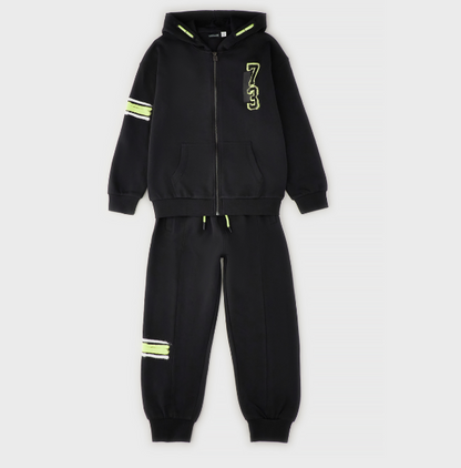Tuta ragazzo Sarabanda 100% cotone nera con cappuccio