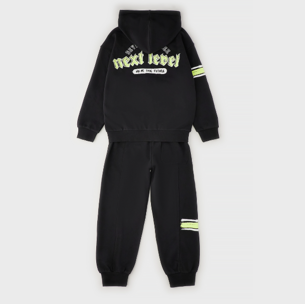 Tuta ragazzo Sarabanda 100% cotone nera con cappuccio