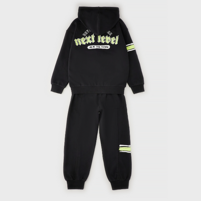 Tuta ragazzo Sarabanda 100% cotone nera con cappuccio