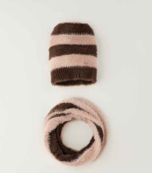 Sarabanda Set Cappello e Scaldacollo Ragazza Marrone e Rosa