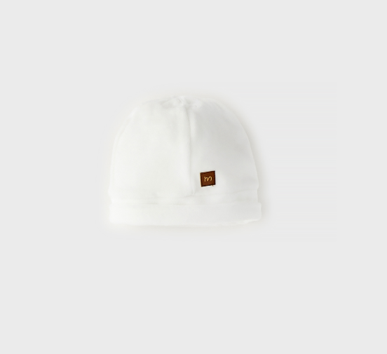 Cappellino neonato Minibanda in ciniglia panna