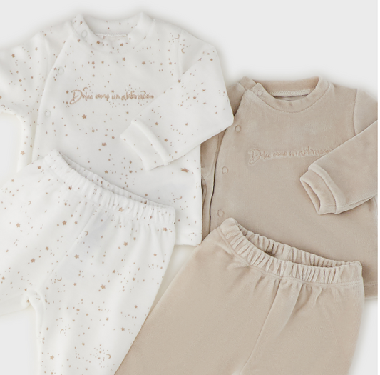 Minibanda Set 2 Tutine Neonato Panna e Beige – Idea Regalo Baby Shower