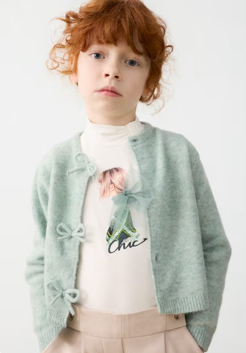 Cardigan a Maglia con Fiocchi Bambina Mayoral – Anice Mix