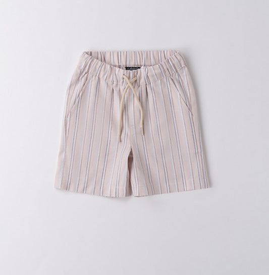 Pantaloncino misto lino con molla e coulisse esterna in vita bambino Sarabanda