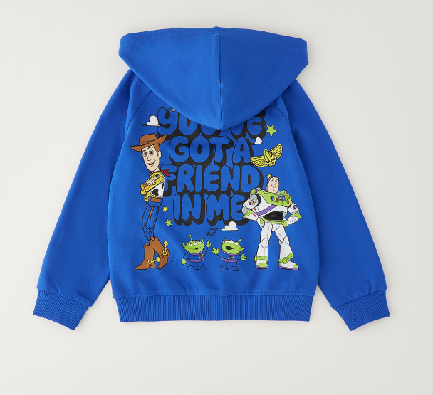 Felpa bambino Sarabanda Disney Pixar Toy Story con cappuccio e zip – Blu avion