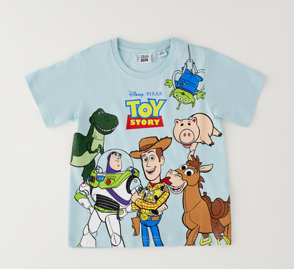 T-shirt bambino Sarabanda Toy Story in jersey colore acqua