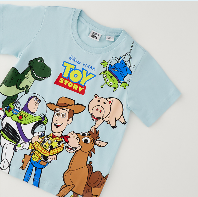 T-shirt bambino Sarabanda Toy Story in jersey colore acqua