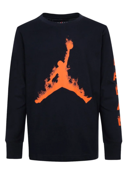 Maglia ragazzo Jordan a manica lunga con maxi logo Jumpman arancione