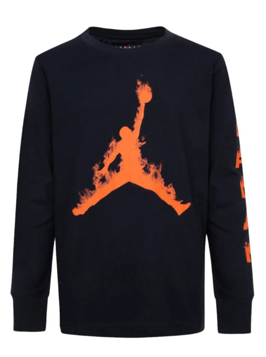 Maglia ragazzo Jordan a manica lunga con maxi logo Jumpman arancione