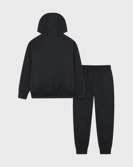 Completo tuta ragazzo Jordan nero con felpa cappuccio e pantalone