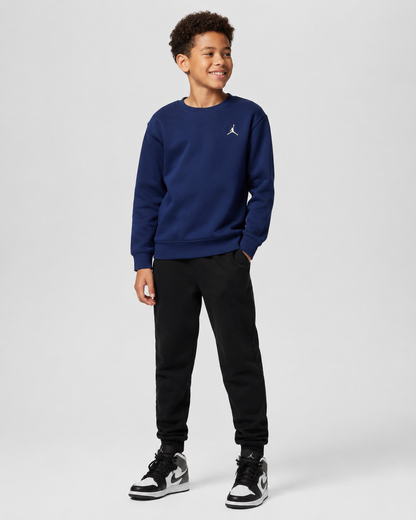 Felpa ragazzo Jordan blu navy girocollo con logo Jumpman