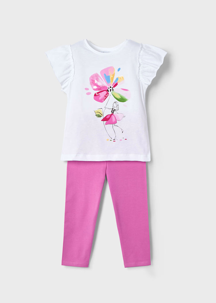 Mayoral - Completo leggings e maglietta fiore bambina