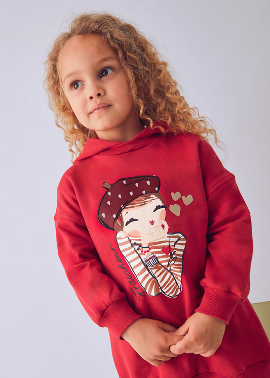 Mayoral - Vestito felpa cappuccio bambina