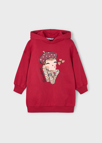 Mayoral - Vestito felpa cappuccio bambina