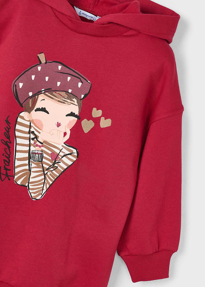 Mayoral - Vestito felpa cappuccio bambina